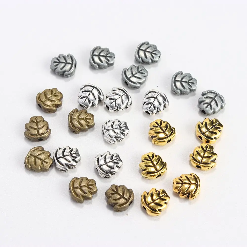 100 stücke Tibetischen Silber Blatt Spacer Lose Metall Perlen Für Schmuck Handmaking Diy Armband Halskette Perlen Zubehör Großhandel – Detail 1