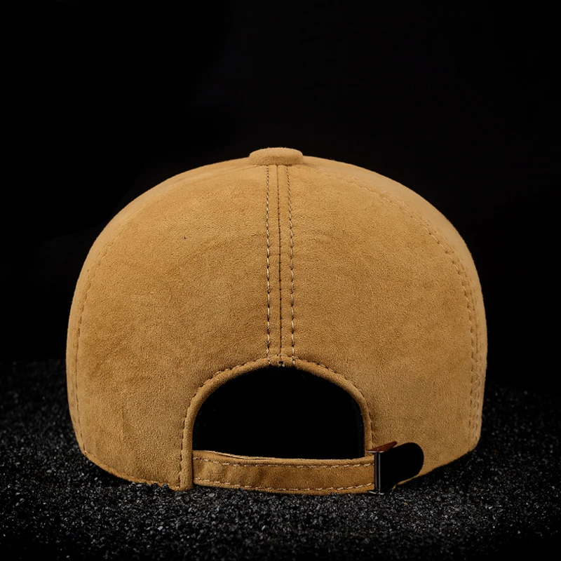 Spring Genuine Leather Suede Baseball Caps Man Middle-Aged Outdoor Leisure Warm Hat Male Coffee Trucker Golf Adjustable Gorra