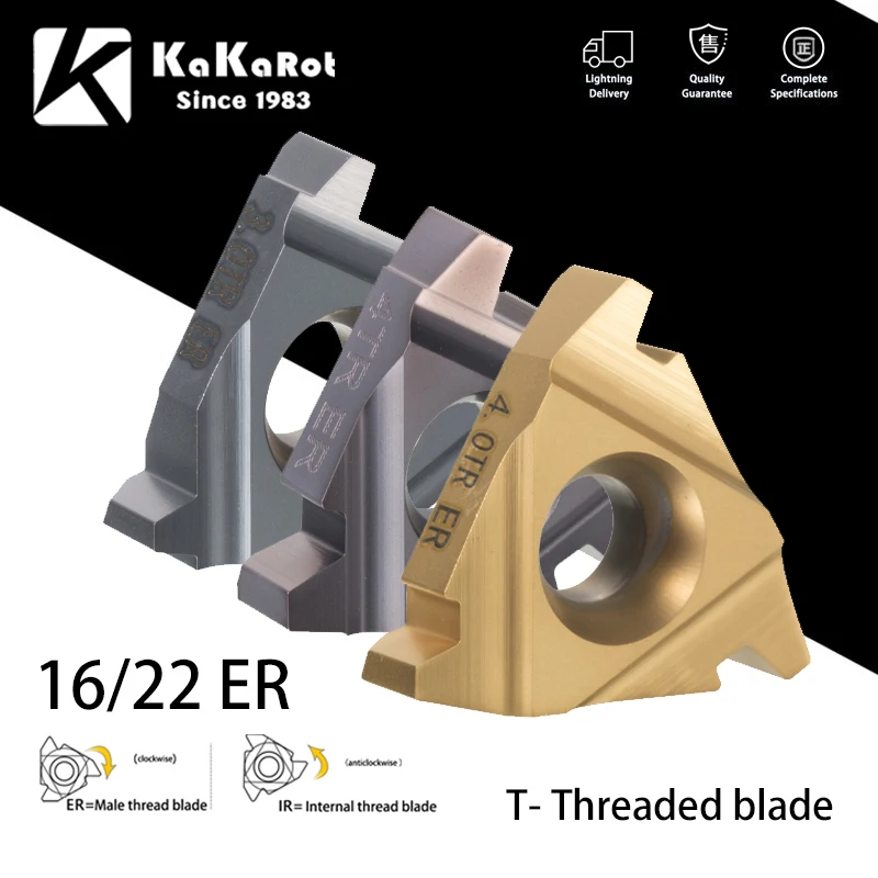 KaKarot T Type Thread Insert 16ER/22ER 1.5TR 2TR 2.5TR 3TR 4TR 5TR 6TR Carbide Thread Tnsert Trapezoid Thread SNR CNC Lathe