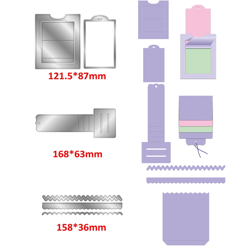 Eksplodujący Box Tag suwak falista zapiekanka linia granicy metalowy zestaw wykrojników Album DIY kartki Making szablon szablony do wytłaczania