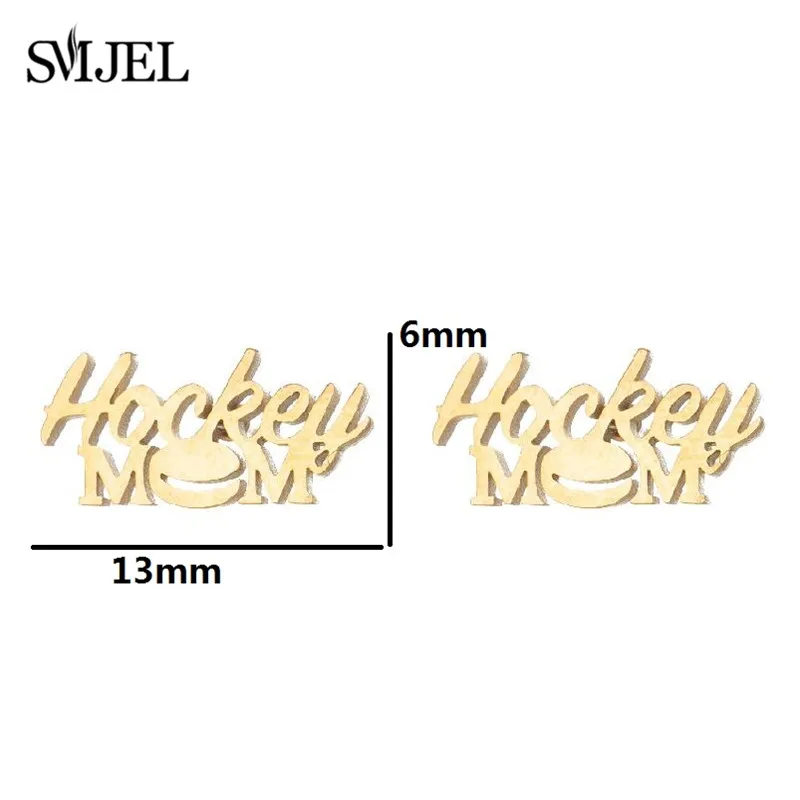 New English Alphabet Hockey Mom Small Earring for Women Stainless Steel Sports Club Jewelry Accessories Best Gifts for Friends