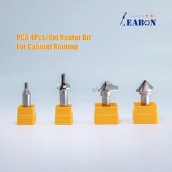 PCD 4Pcs Set Router Bit 1/2 Shank Woodworking Diamond Milling Cutter For Wardrobe Kitchen Cabinet Cabinet With MDF and Wood