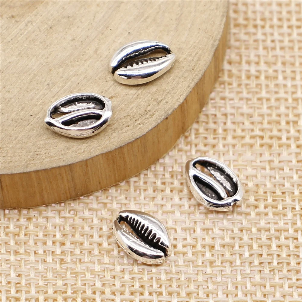 free shipping 130pcs 7x10mm antique silver shell charms diy retro jewelry fit Earring keychain hair card pendant accessories