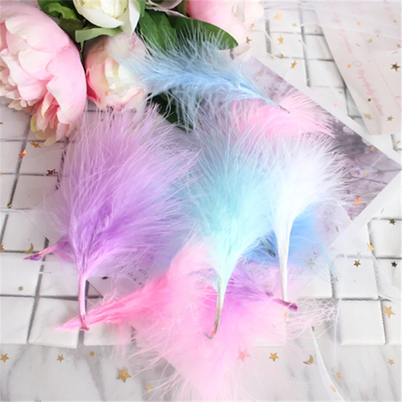 Turkey Feathers 50pcs 2-4 Inches 7-10cm Chicken Plumes Turkey Marabou Feathers for Carnival Halloween Christmas DIY Craft Decor