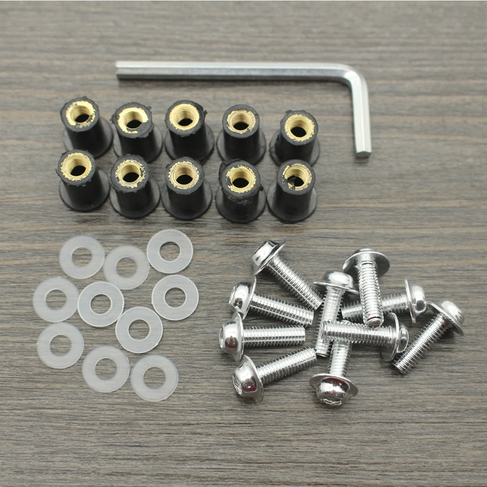 Fotografia 7: Kits de parafusos para para-brisa de motocicleta, 10 tamanhos de 5mm, universal, para kawasaki honda e yamaha
