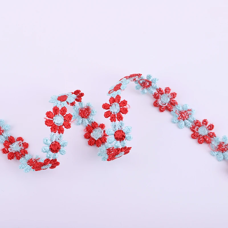 2yards Colorful Daisy Embroidery Trim Knitting Wedding Ribbon DIY Apparel Home Decoration Handmade Sewing Accessories