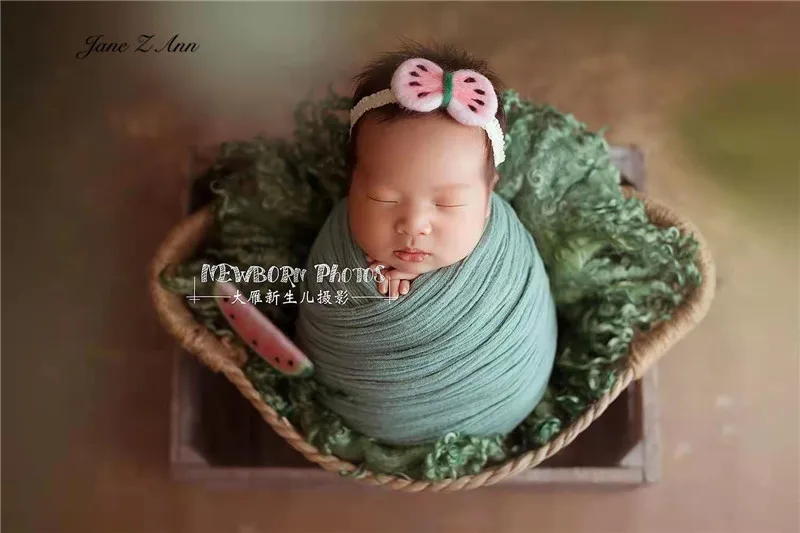 Newborn photography prop wool felt tiara watermelon bow headphone milk tea cookie shape hat studio shooting props