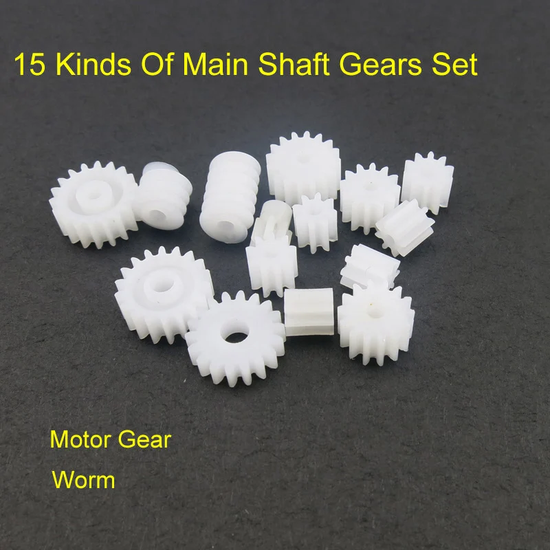 15 Kinds Plastic Gear Worm Four-wheel Motor 1.5mm/2mm/3mm Main Shaft transmission 7/8/9/10/12/14/16/18 Teeth Gear Parts