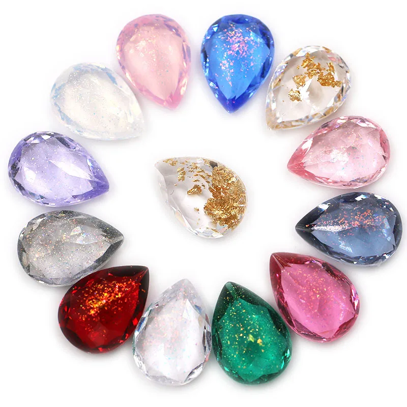 Nail Decoration Water Drop Transparent Fancy Resin Pointback Rhinestones Teardrop Strass Jewelry Accessories