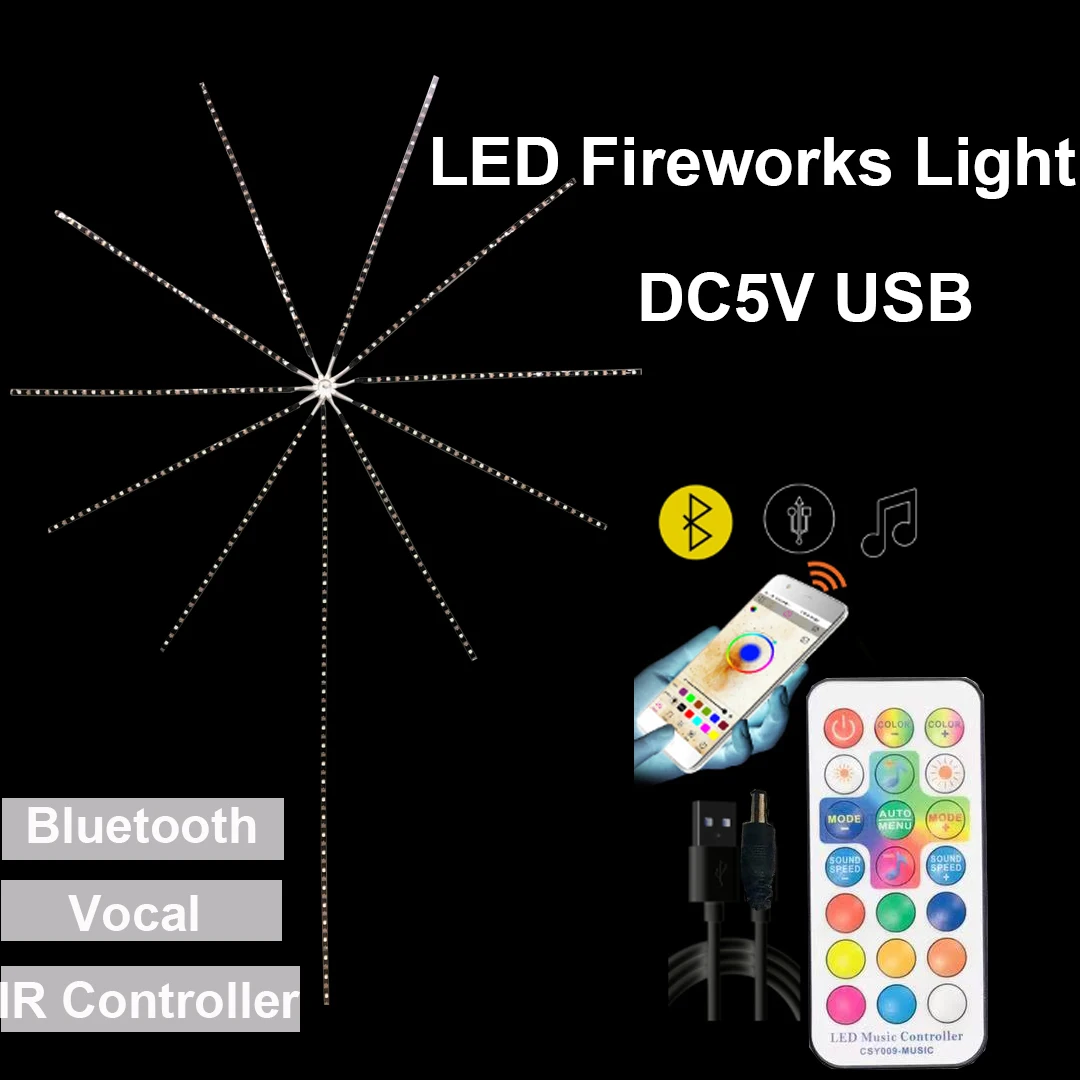 Firework Lights RGB DC5V 5050 Bluetooth Vocal SMD LED Ribbon Diode Flexible Strips Romantic Decoration For Festival Holiday