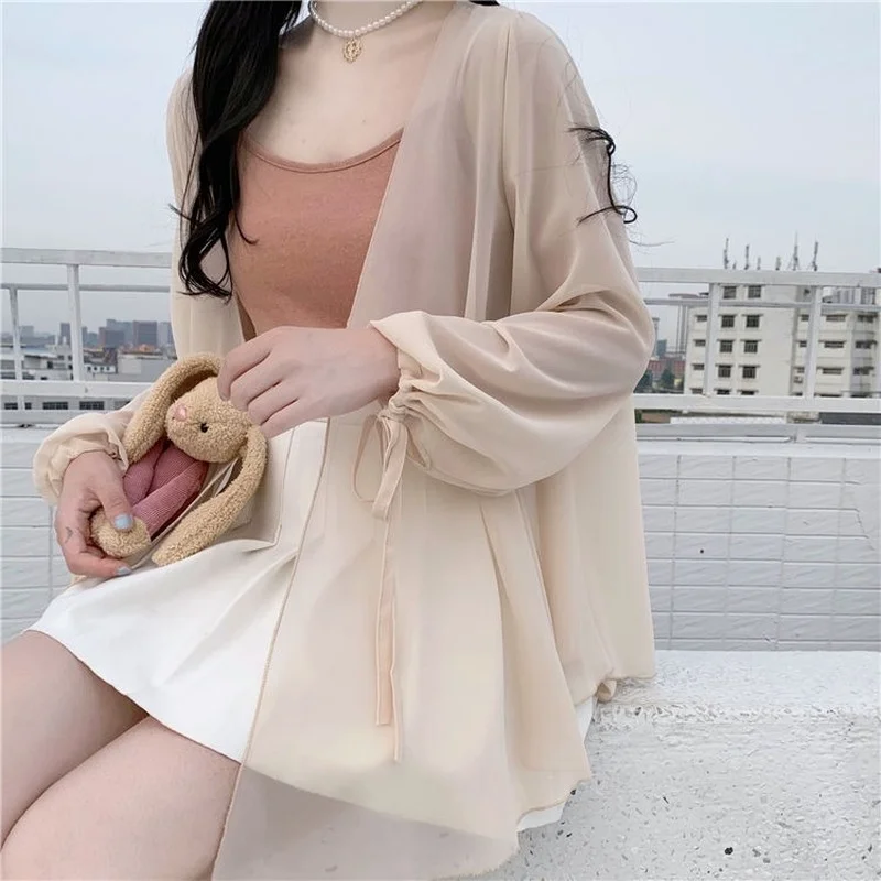 Shirts Women Solid Tops Classic Mujer Summer Ins Streetwear Retro Harajuku Drawstring Fashion Thin Camisa Leisure Soft Verano