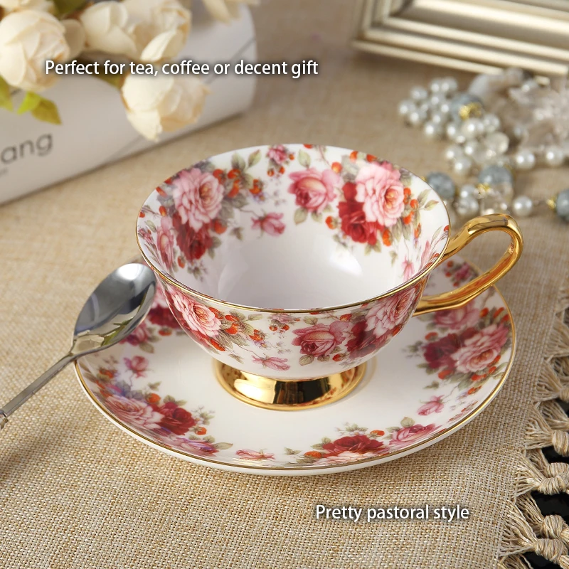 Pastoral Flower Bone China Tea Set Top Porcelain Coffee Set Ceramic Pot Milk Jug Sugar Bowl Teatime Teapot Tea Cup Coffeeware