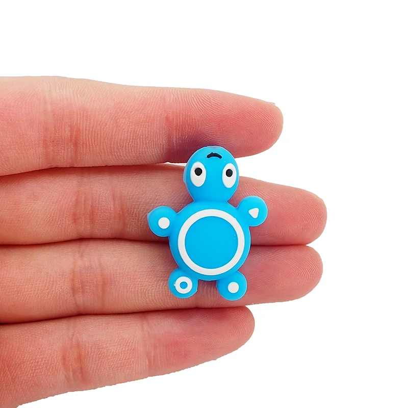 Chenkai 10PCS Silicone Turtle Beads Baby Animal Shape Of Mini Tortoise Teething BPA Free DIY Infant Nursing Pacifier Chain Clips