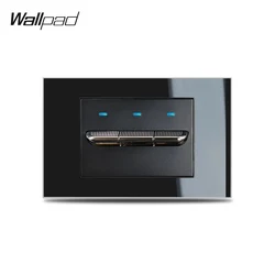 미국 3 갱 토글 벽 조명 스위치 월 패드 L3 크리스탈 블랙 유리, 118x75mm 레트로 푸시 버튼, 계단 복도 인터럽터 Pared