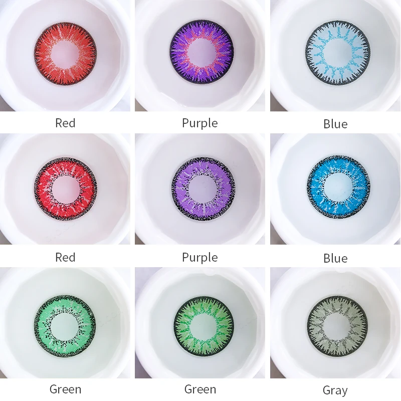 OVOLOOK-2pcs/pair Cosplay Lenses Colored Prescription Lenses Halloween Contact Lenses for Vision Correction Eye Color Lens Yealy