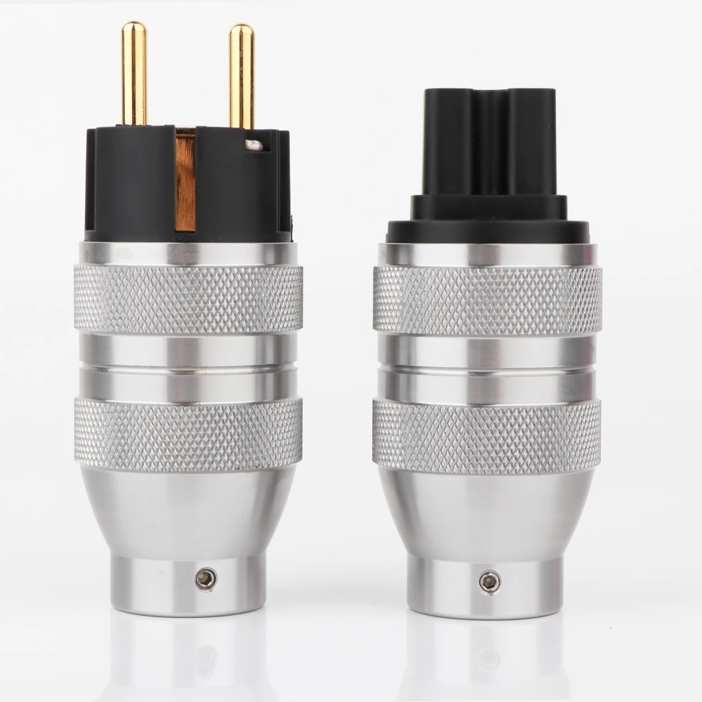 Paar EU Power Stecker Aluminium legierung IEC C15 Audio Stecker HiFi AC Netzkabel Stecker adapter Für Audiophile DIY Netz Kabel – Detail 5