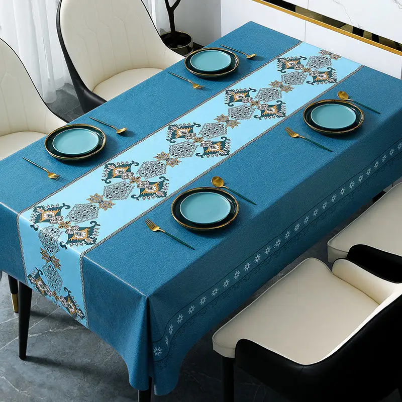 

High Sense Dining Tea Tablecloth Easy To Clean Waterproof Oil Proof Wash Free Rectangular Tablecloth Desk Student PVC Table Mat