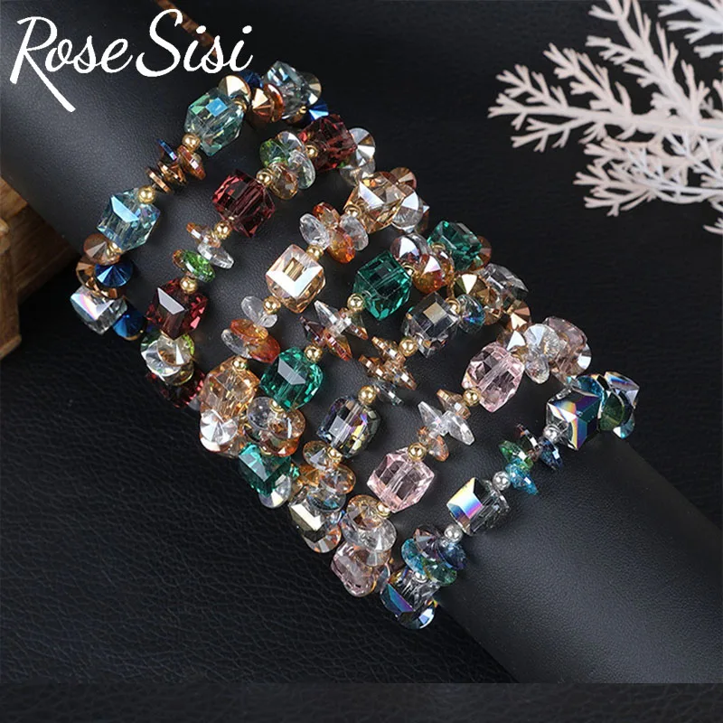 Rose sisi Korean-style handmade bijoux femme beaded bracalet glazed браслет для женщин pulsera шармы для браслета бижутерия