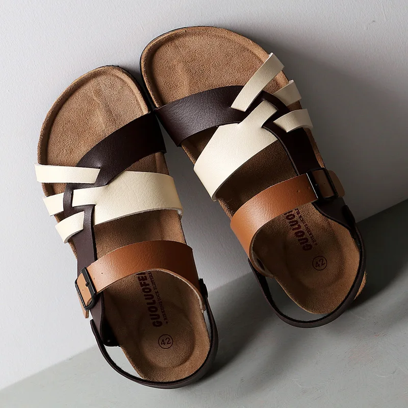 Summer Men Leather Sandals Outdoor Footwear Breathable Roman Sandals Casual Non-Slip Beach Waterproof Slippers Luxury Sandals