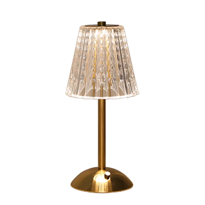 

Rechargeable Led Table Lamp Acrylic Shade Gold Fashion Home Hotel Restaurant Metal Wireless Desk Lamp Cordless Dimmable Light