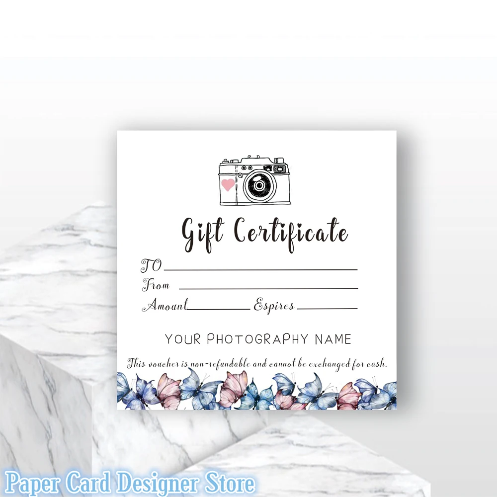 Customized Small Photography Gift Certificate Personalized For Customers Voucher ADD LOGO Gifts Modern Business Note Coupon