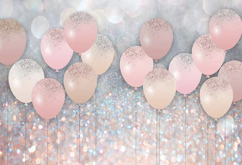 7x5FT Sparkle Sequins Rose Pink Balloons Kids Children Happy Birthday Custom Photo  Backdrop Background Vinyl 220cm x 150cm