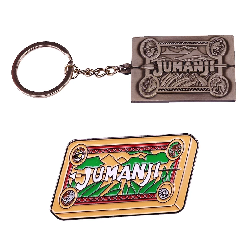 Jumanji llavero de tablero de ajedrez misterioso, pin esmaltado, juegos de aventura, accesorios de joyería de película