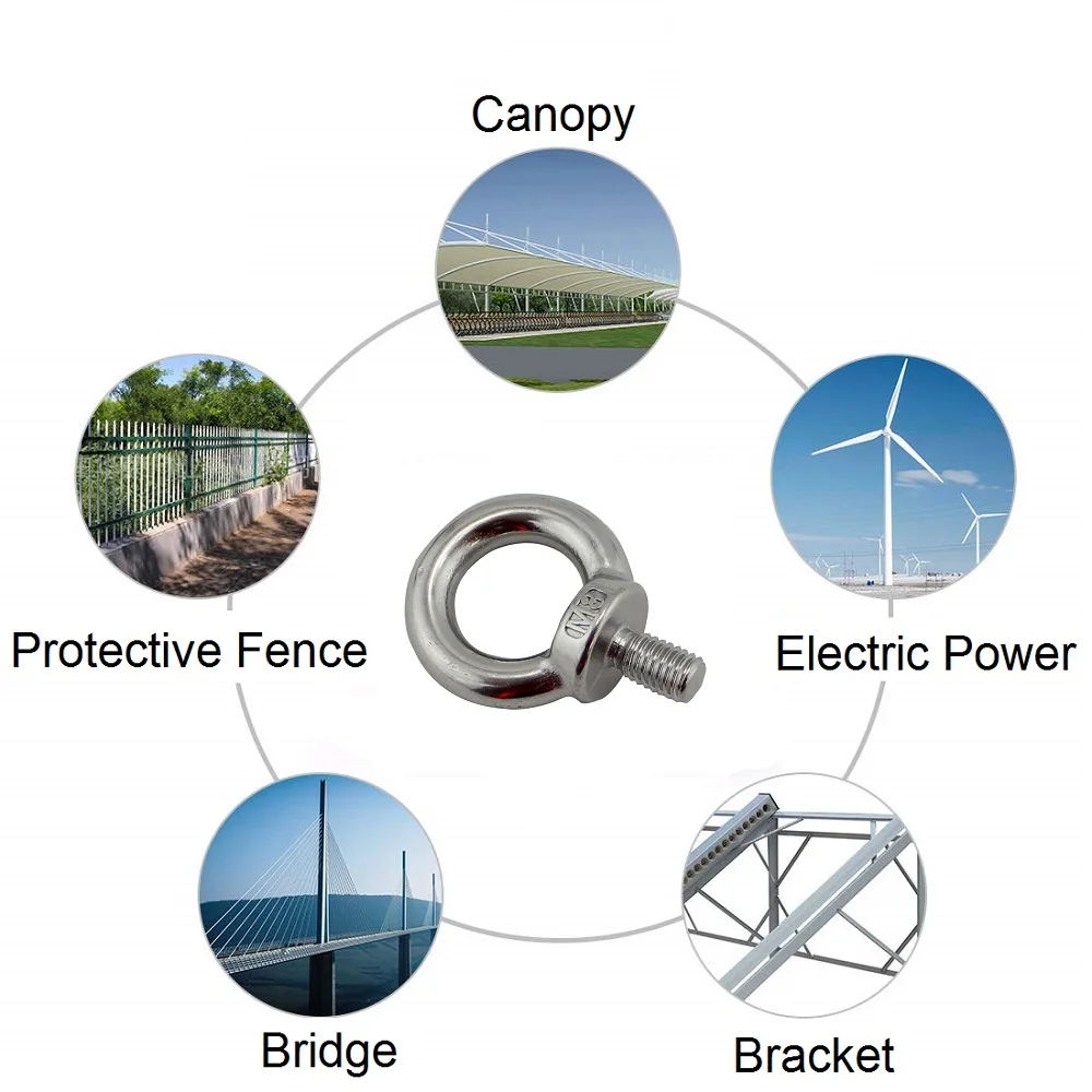 1PCS Stainless Steel Lifting Eye Bolts JIS 1168 Threaded Lifting Eye Bolt Heavy Duty Rigging Hardware