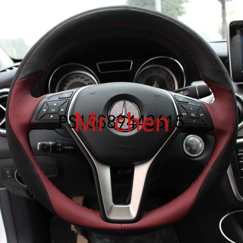 

DIY hand sewn leather steering wheel cove for Mercedes-Benz c200l gle320 glc260 gla200 e300l Picture 1