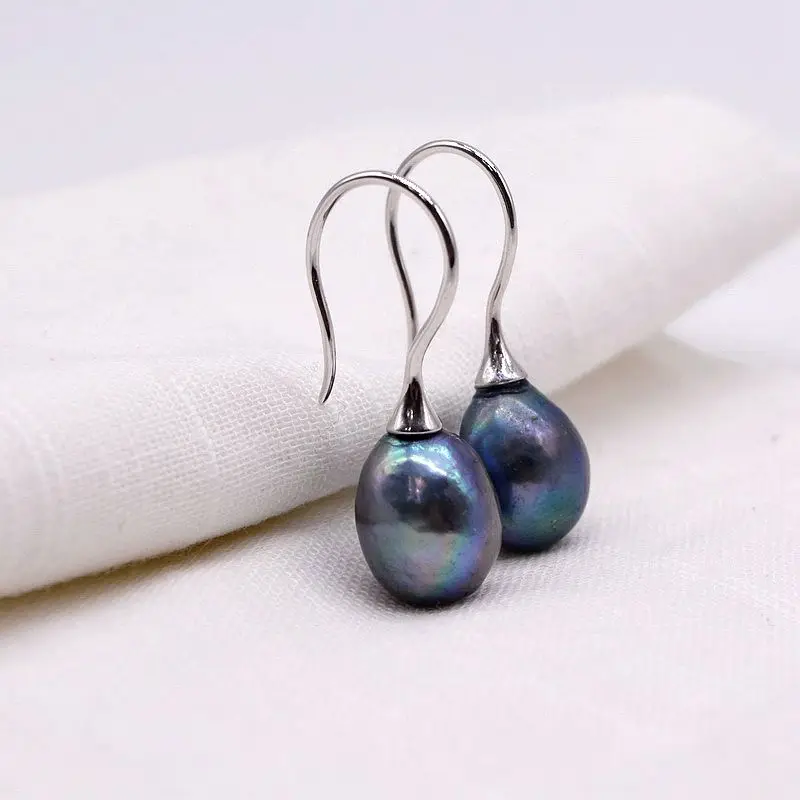 Pearl Earrings Color Natural Freshwater Pearl Big Hook Silver Earrings Baroque Pearls Simple Ladies Earrings Girls Gift Choice