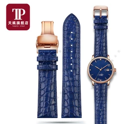 Blue crocodile leather watch strap suitable for Casio Rolex Tissot watch leather strap men's watch chain