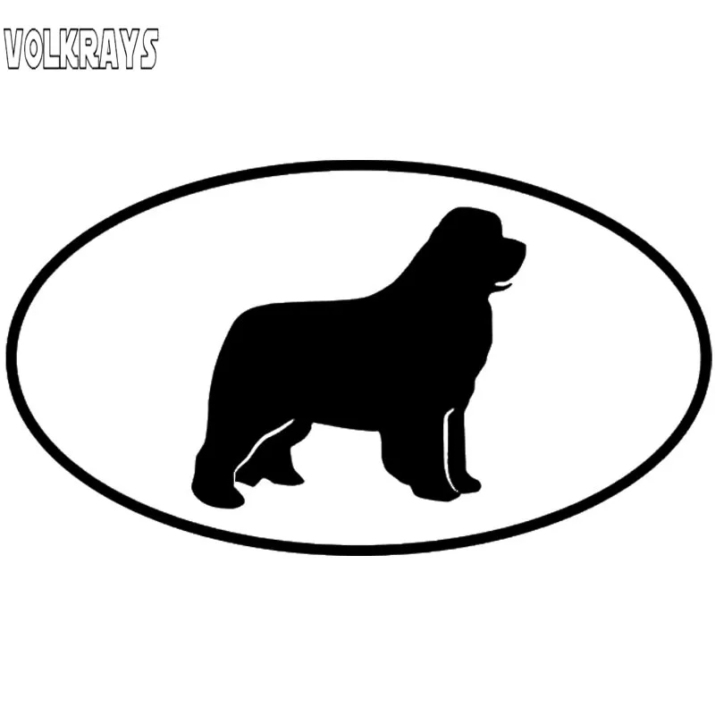 Volkrays Fashion Car Sticker Newfoundland Dog Accessories Reflective Waterproof Sunscreen Vinyl Decal Black/Silver,7cm*14cm