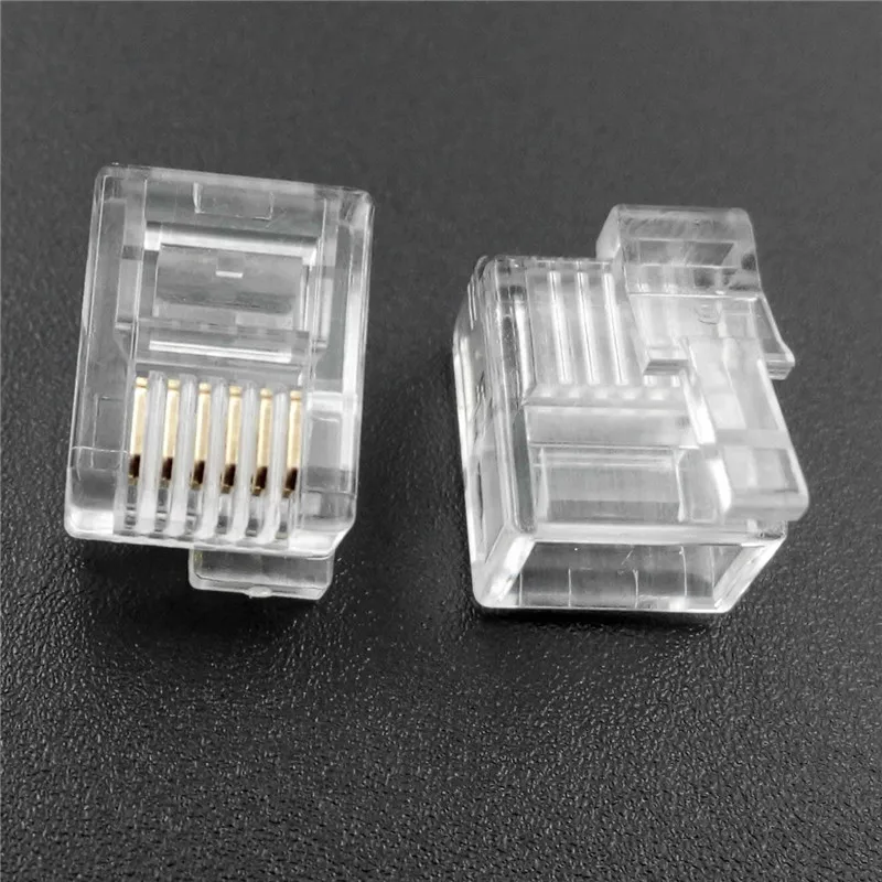 10-100Pcs RJ12 Six-core Clear Crystal head 6P6C right Buckle Position Fit for NXT EV3 High-Tech MOC Blocks Parts DIY Toys Gifts