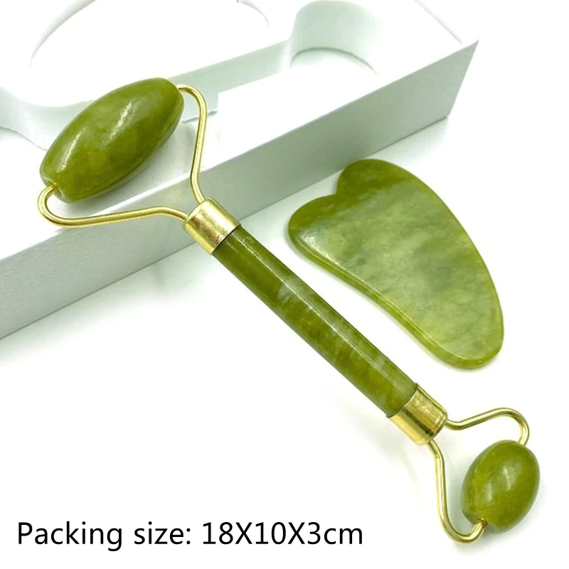 Nature Beauty Facial Jade Roller Skin Care Face Thin Massager+Body Neck Anti-Ageing Therapy Gua Sha Board Set