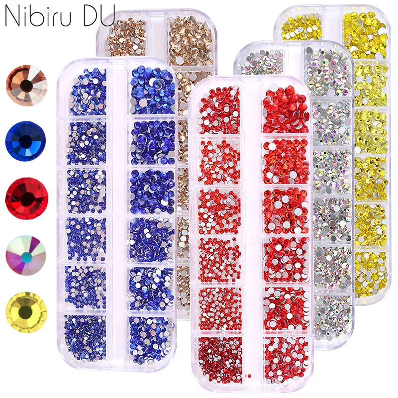 

1 Box Multi-Size Rhinestones Decorations Nail Parts 3D Crystal AB DIY Crystal Diamond Gem Nail Art Decoration