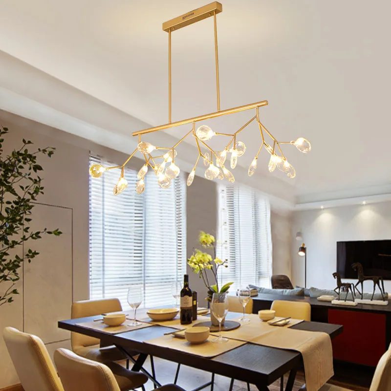 

Modern Chandelier G4 Led Bulbs Gold Dining Living Room Fixture Lights Firefly Branches Simple Creative Chandeliers Lighting