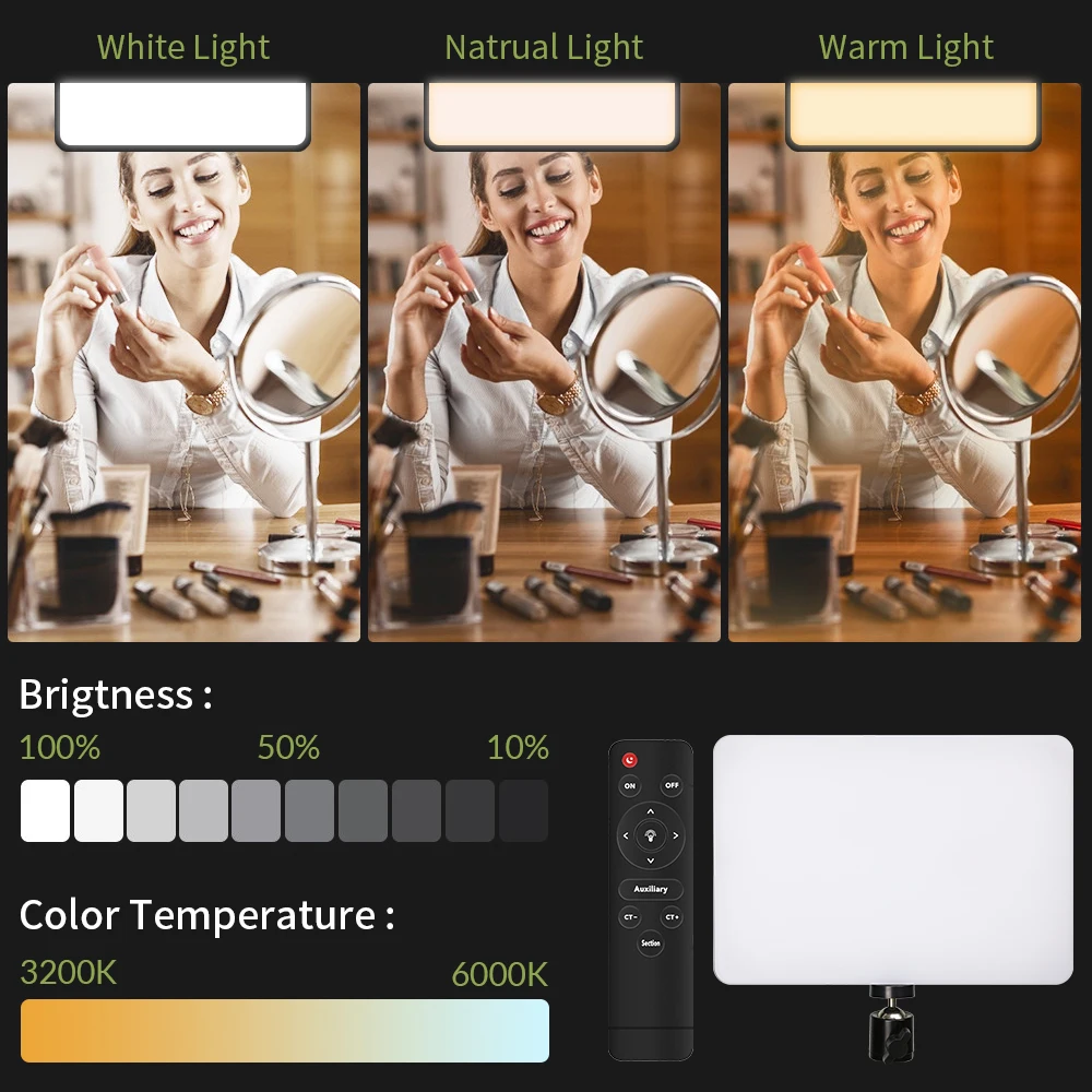 10Inch Đèn LED Video Vòng Bảng Điều Khiển 3200K-6000K Chụp Ảnh Chiếu Sáng Đèn Chân Vòng Đèn youTube Tiktok Live Stream