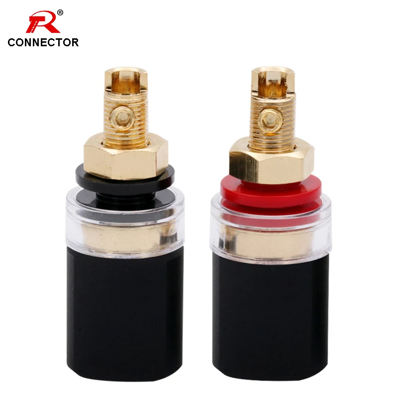 1Pair R Connector Binding Post Audio terminal,Large banana socket, High quality speaker horn connector Brass Gold Plated