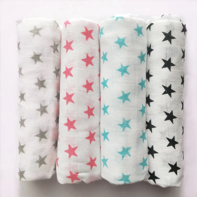 4 Pieces Baby Blanket Cotton Swaddle Wrap Newborn Bath Towel Nursing Cover Repeated Cloth Nappy Muslin Diapers 70*70 cm