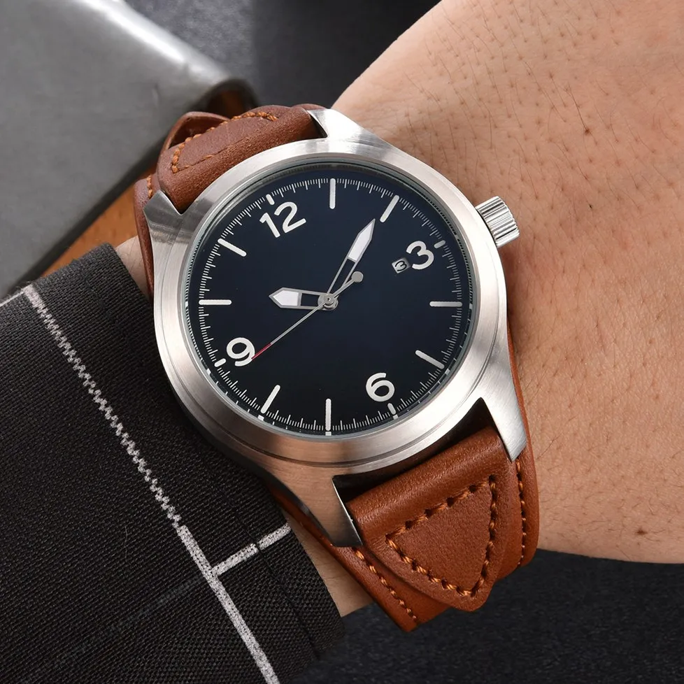 

Parnis new 44mm Black Dial Men's Mechanical Watch Date Function Luminous Waterproof Leather Strap Casual Men's Automatic Watch