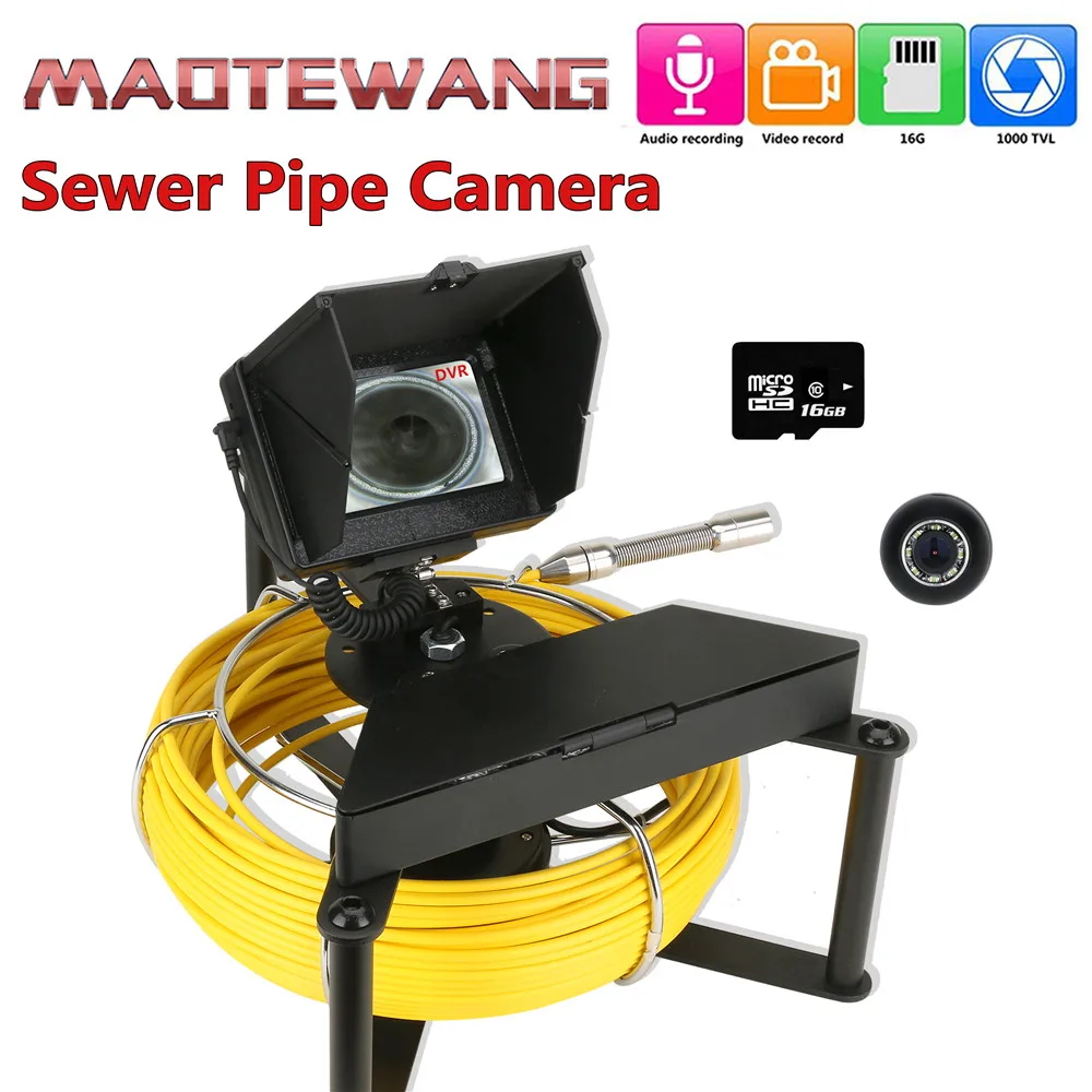 

Sewer Pipe Inspection Camera With 8GB TF Card DVR Sewer Drain Industrial Endoscope IP68 5600MHA Battery 4.3" IPS Color Monitor