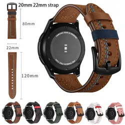 20mm 22mm Leather band for Samsung Galaxy watch 4 5 6/classic/Active 2 46 42 40 44mm for vintage bracelet Amazfit GTS 2/3 strap