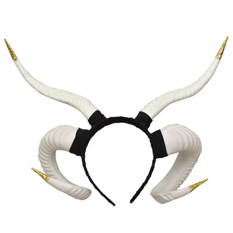 Gothic Punk Nữ Linh Dương Con Cừu Sừng Đầu Động Vật Rừng Cosplay Tóc Vòng Halloween Hóa Trang Quỷ Trang Phục Hình Đạo Cụ