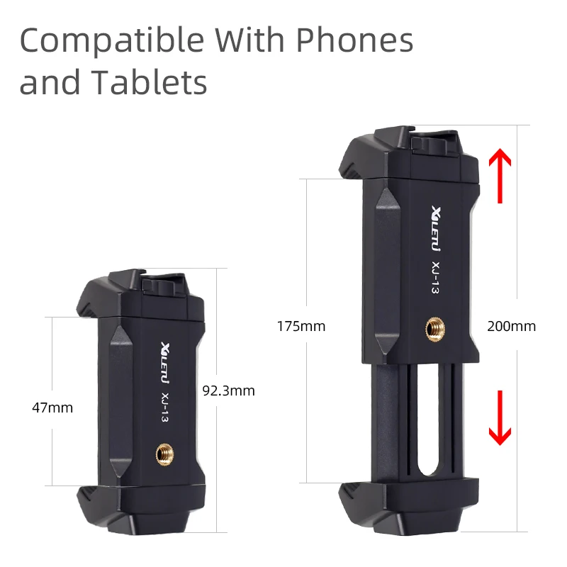 XILETU XJ13 Universal Tablet Clip Smartphone Holder Clip Stand w Mini Tripod Adjustable Bracket For Mobile Phones Ipro Tablets