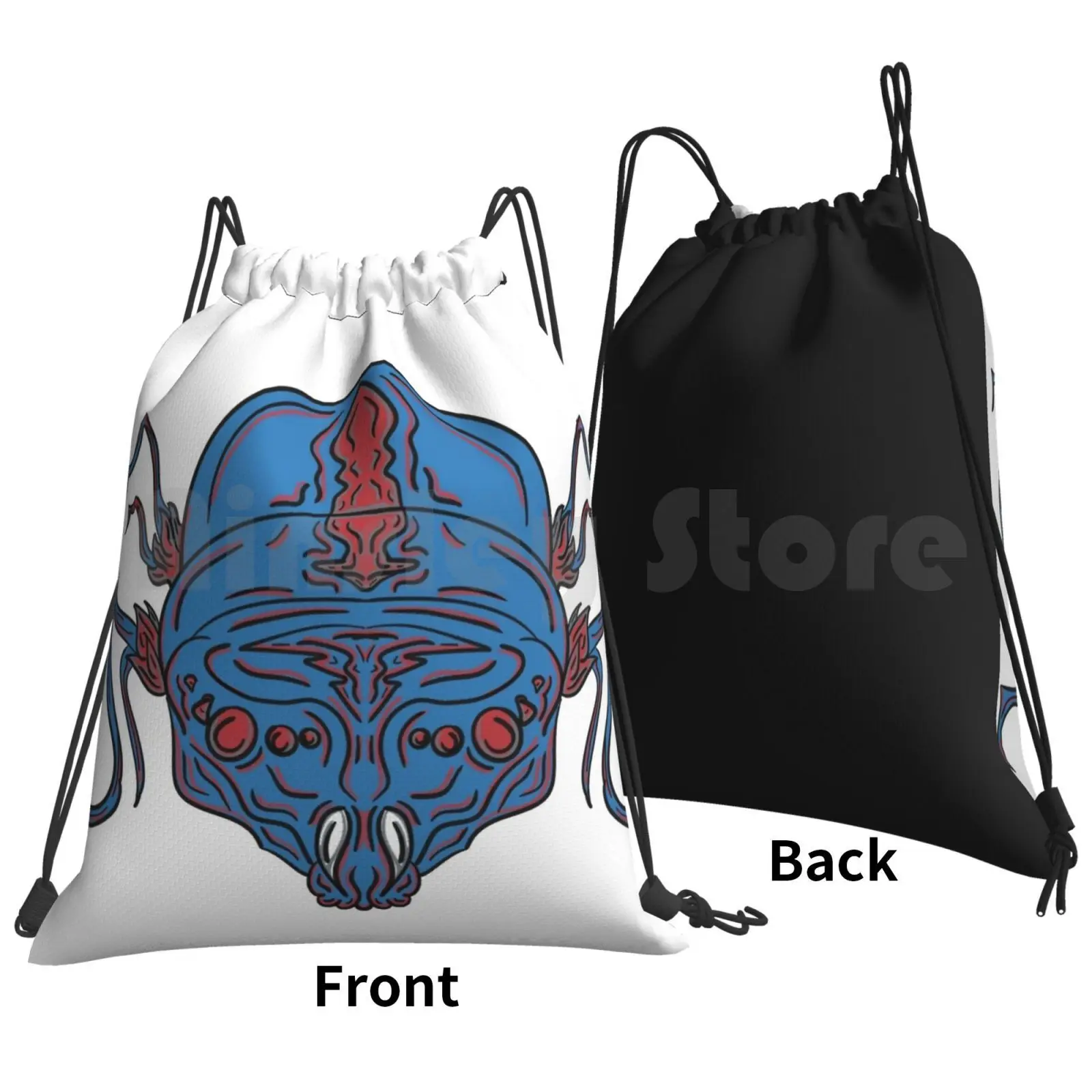 Blue Spider Ink Drawing Backpack Drawstring Bags Gym Bag Waterproof Spider Web Blue Hero Superhero Red Bug Arachnid