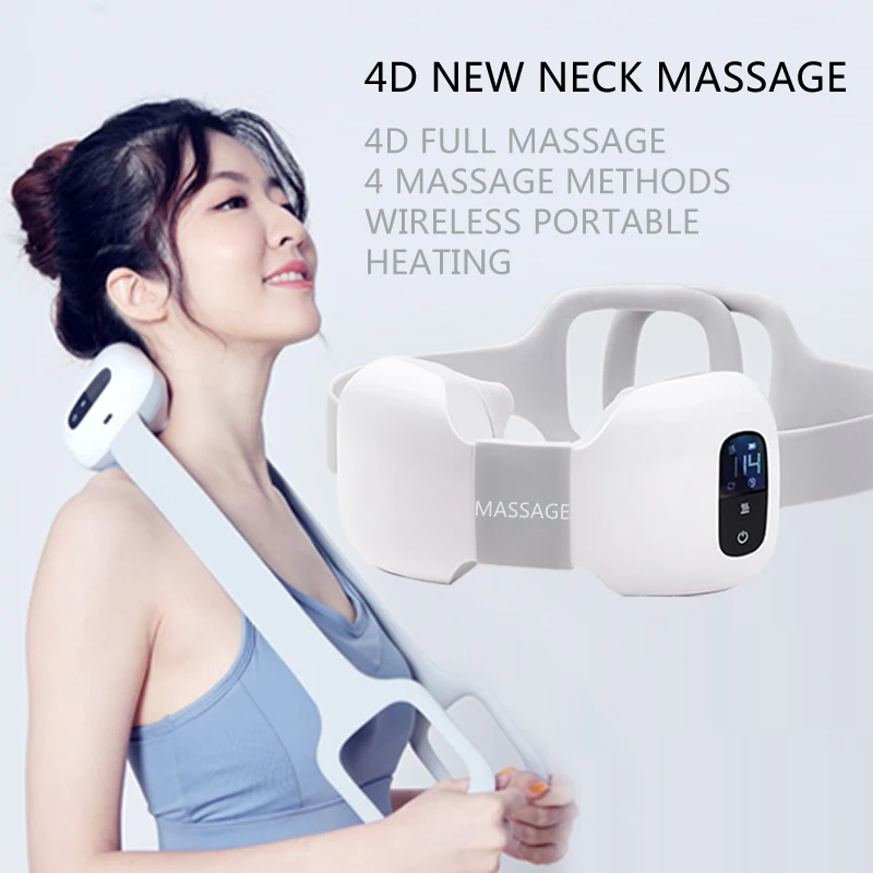 

4D Electrical Shiatsu Back Neck Massage Shoulder Body Massager Infrared Heated Kneading Car/Home Massager Wireless and Portable