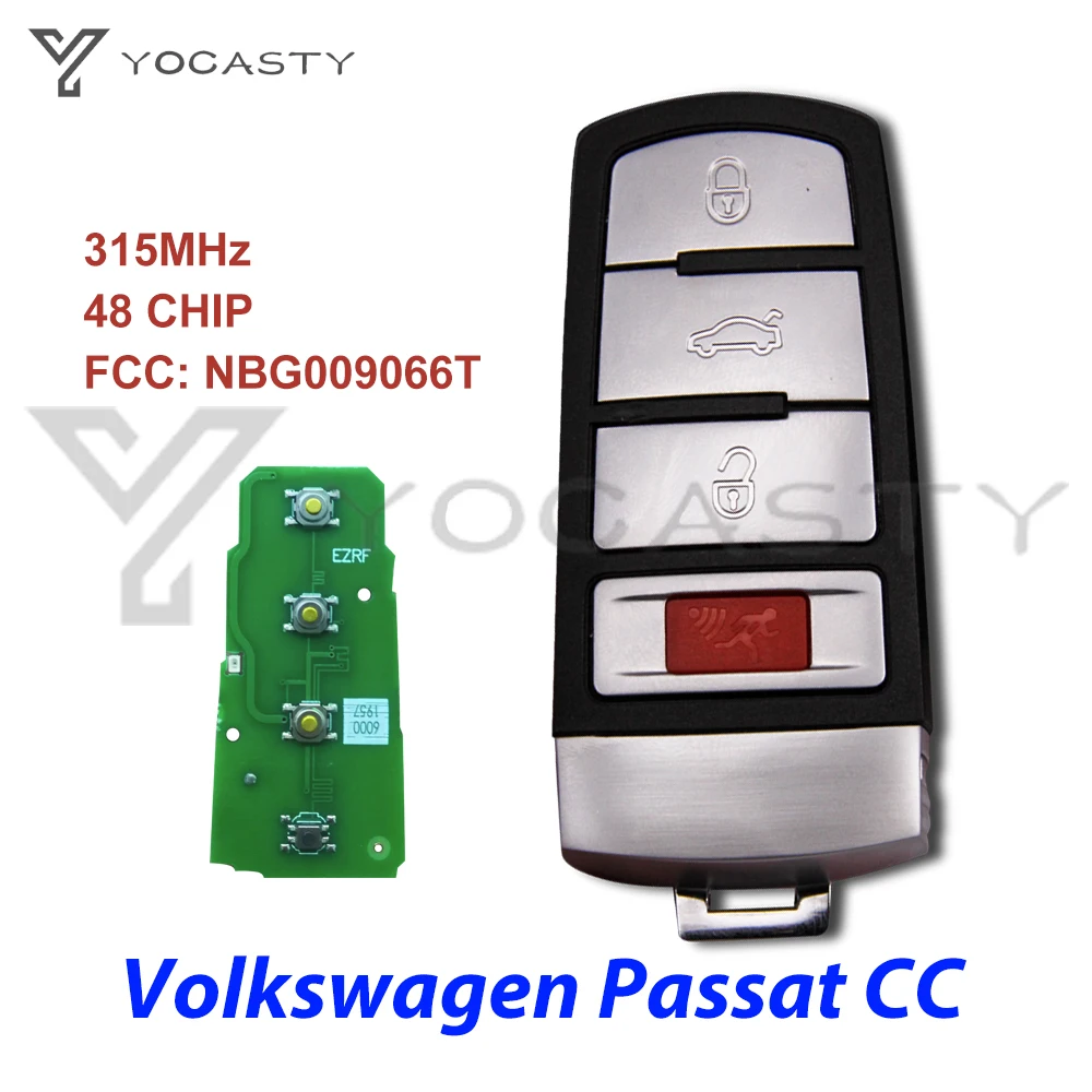 YOCASTY 4 przyciski inteligentny klucz samochodowy 315MHz ID48 dla Volkswagen Passat CC Passat 2006-2015 System zdalny FCC NBG009066T