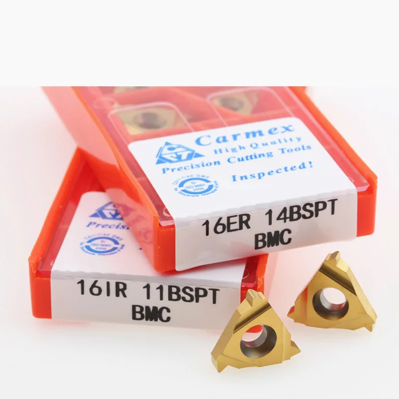 Inserção de metal duro para inserção externa, usinagem de torno cnc em aço inoxidável com 10 peças 16er 16ir 16ir 11bspt 14bspt 19bspt bmc
