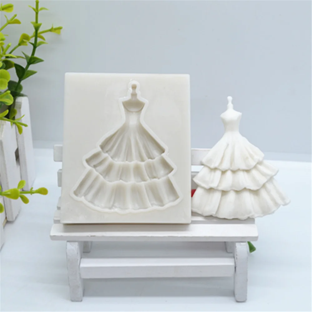 Luyou 1pc Wedding Dress Lace Silicone Resin Molds Cake Molds Cake Decorating Tools Pastry Kitchen Baking Accessories