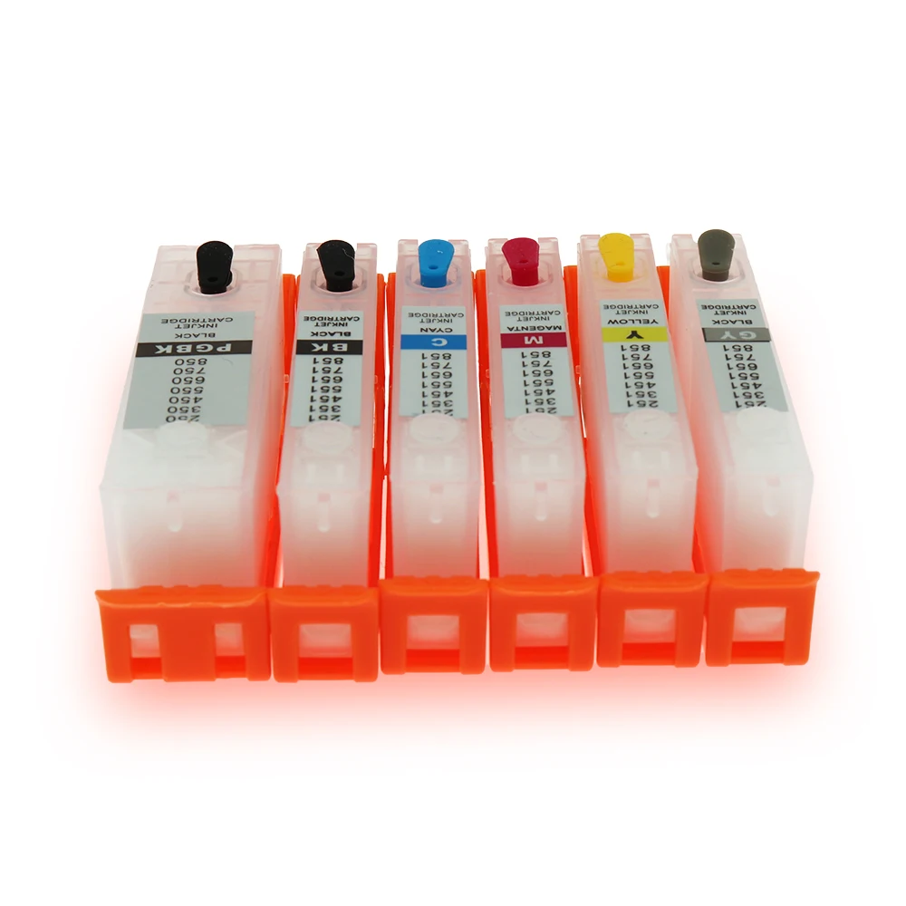 550 551 Cartridge 6pcs PGI-550 CLI-551XL refillable Ink cartridge with ARC chips For CANON PIXMA MG6350 MG7150 iP8750 MG7550
